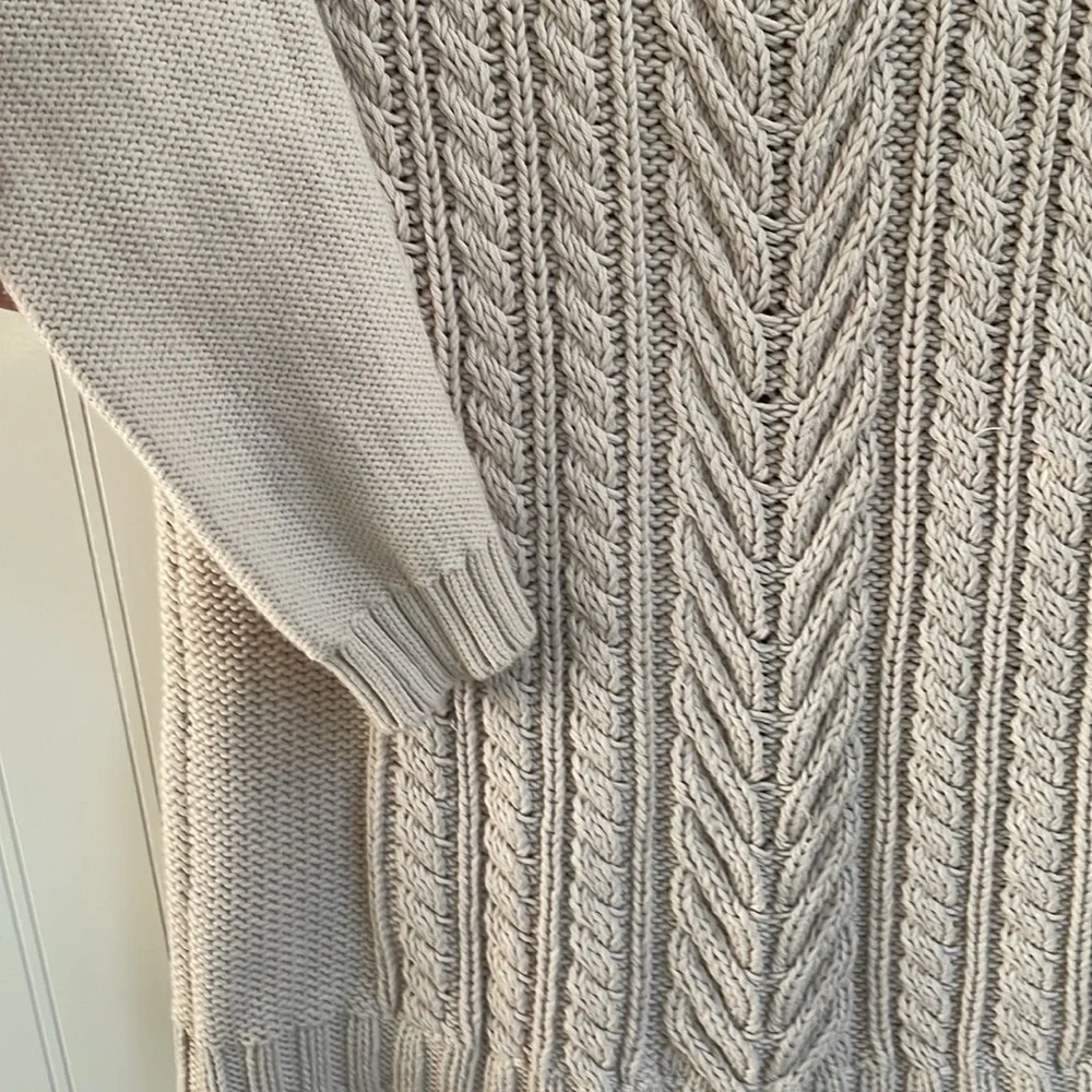 J. Crew Women’s Cable Knit Fisherman Sweater Cream Beige 100% Cotton Classic S‎